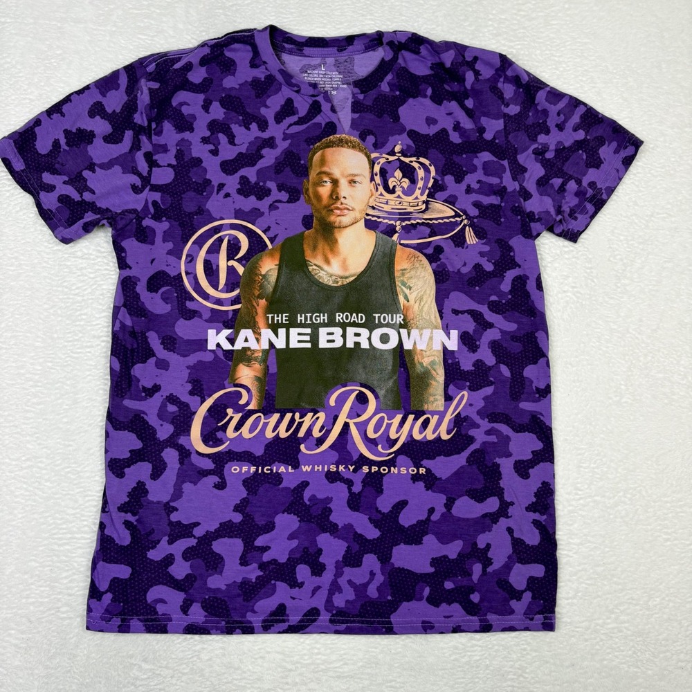 Kane Brown Crown‎ Royal The High Road Tour T Shirt Purple Camo Mens Size Large